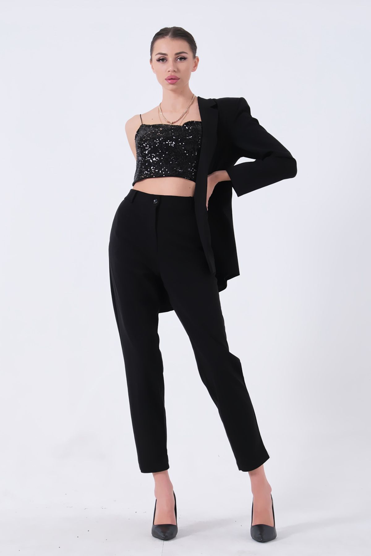 Feminist-Black Classic Collar Jacket Suit 0106309 2