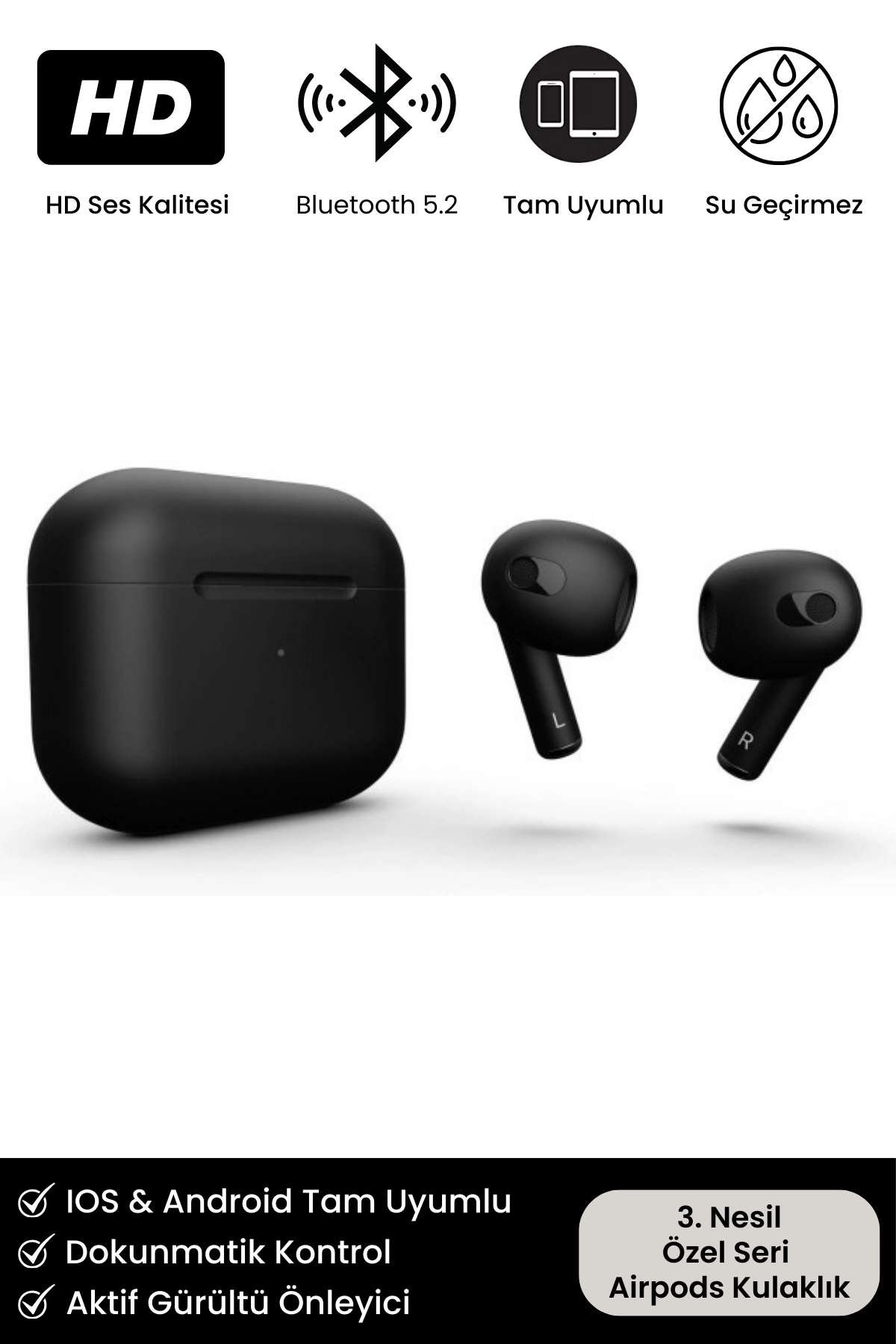 Premium Serisi White 2 Model IOS Android Uyumlu Aktif Gürültü Engelleme Kablosuz Bluetooth Kulaklık
