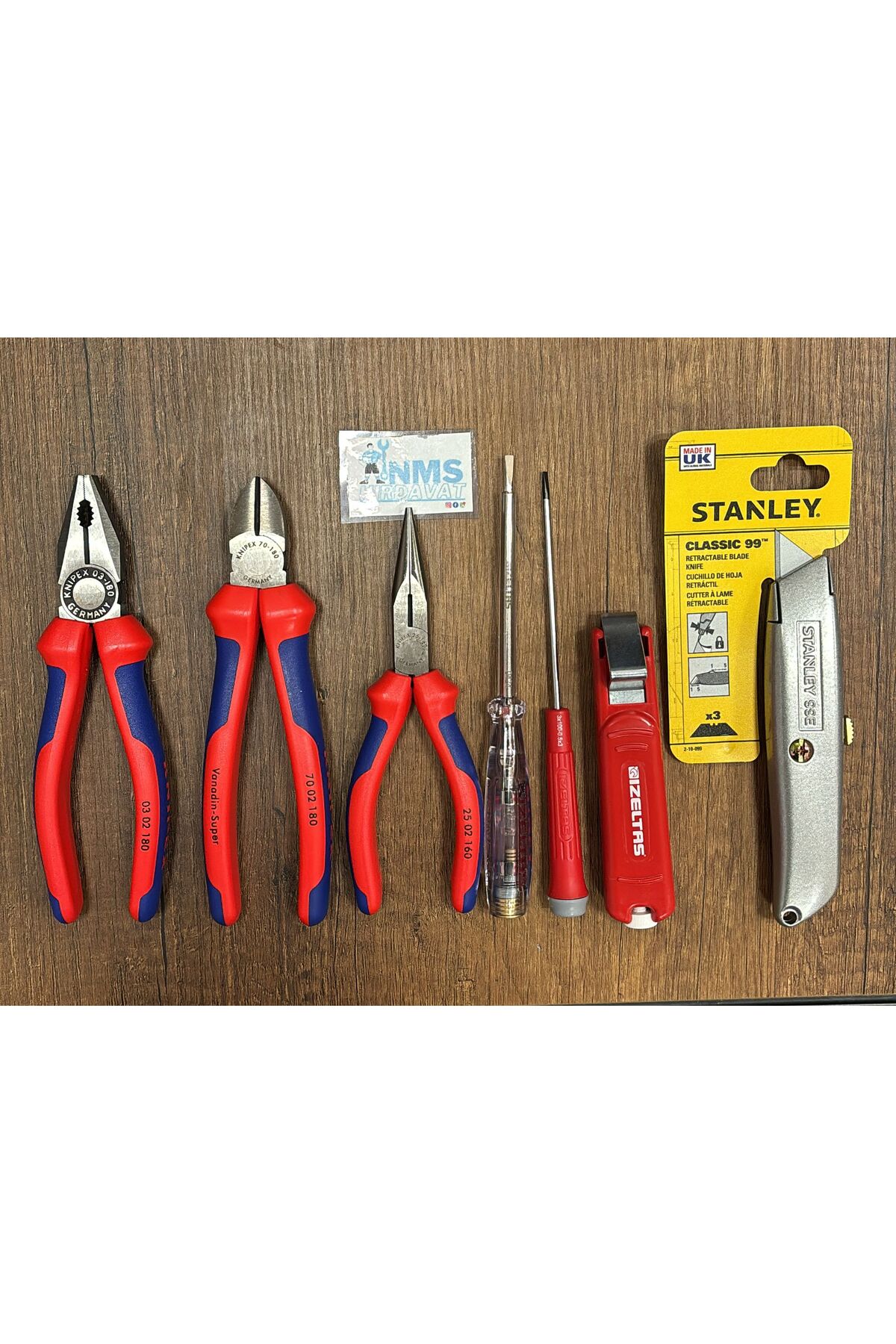 2枚セット Knipex 7 Parça Tam Profesyonel Usta Seti. 180 Mm Pense, 180 Mm Yan
