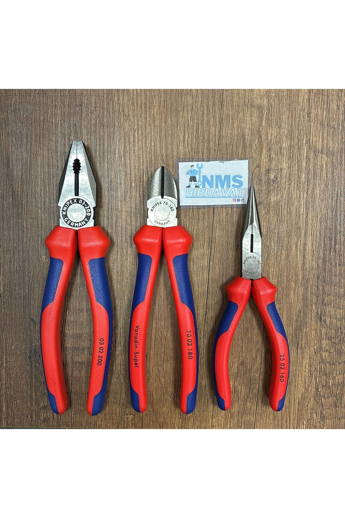 Knipex 200 Mm Pense 180 Mm Yan Keski, 160 Mm Kargaburun Seti Made İn Germany NMS HIRDAVAT