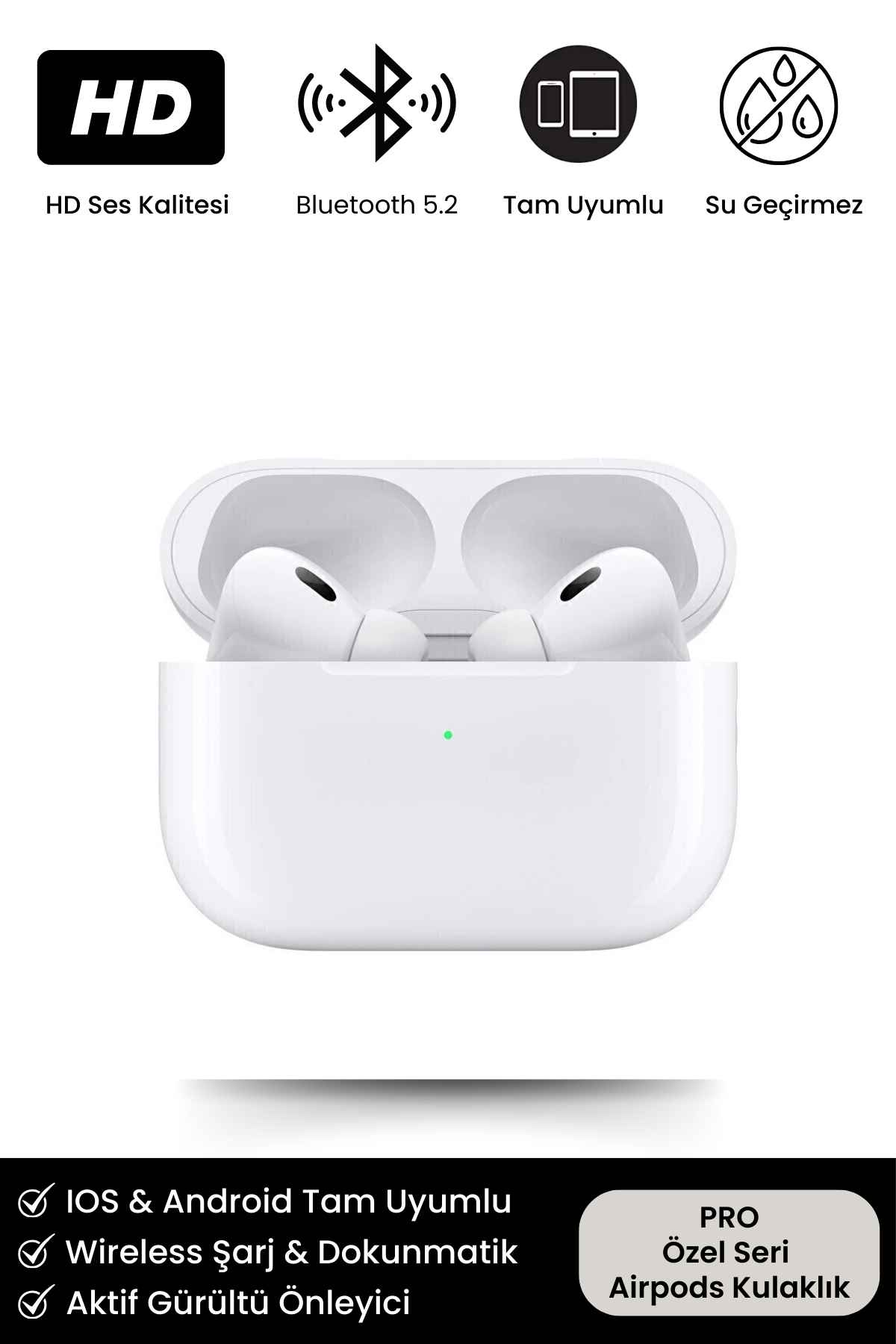 Premium Serisi White 2 Model IOS Android Uyumlu Aktif Gürültü Engelleme Kablosuz Bluetooth Kulaklık