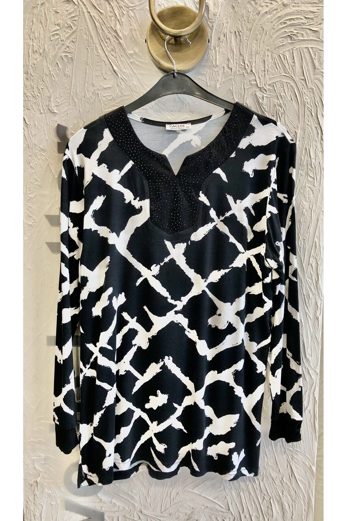 pachie-Zebra Print Plus Size Blouse with Stone Detail on Collar (Pcbb0015) 2