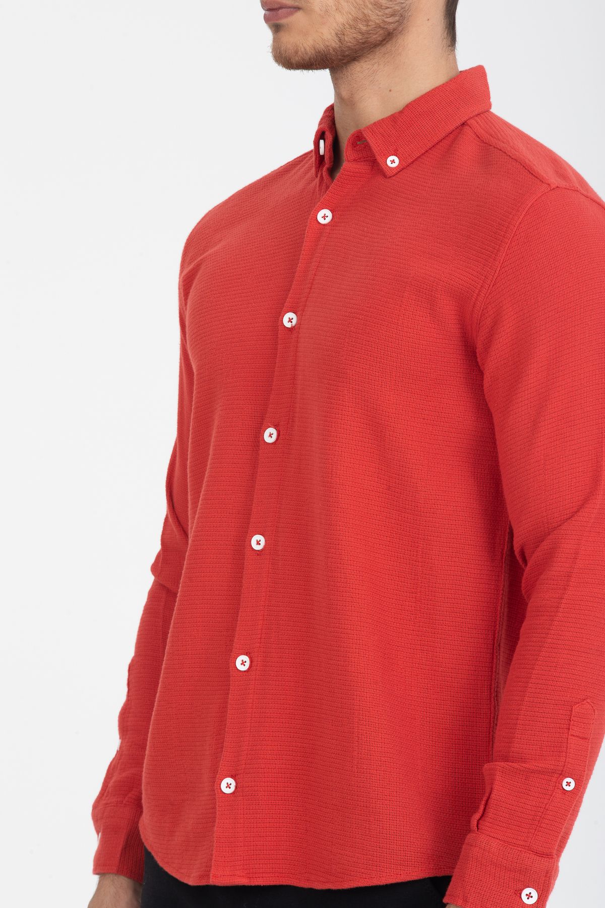 Klothy-Men's 100% Cotton Washed Slim Fit Shirt 3