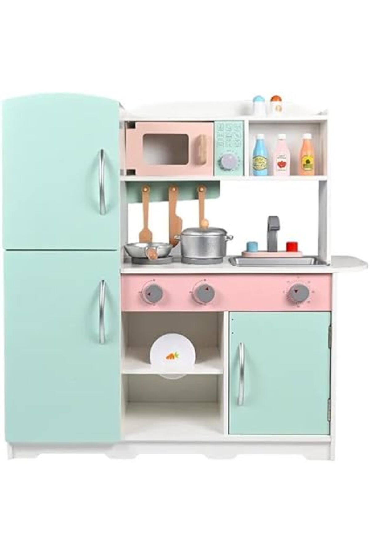 ALBADER-Kids Kitchen Playset, Children Play Kitchen for Toddler With accessories, Wooden Kitchen Toy 7