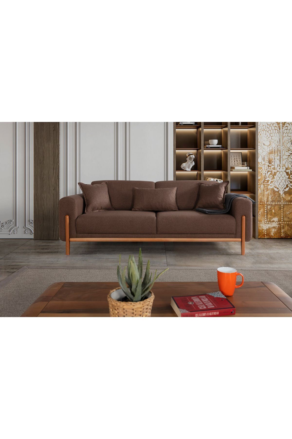 Elance Home Montana Yataklı Üçlü Koltuk Kahve