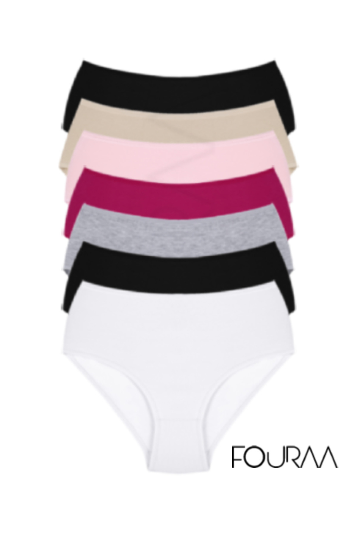 Kadın %100 Pamuklu Büyük Beden Bato Yüksek Bel Renkli Seven Day Külot 7'li Paket