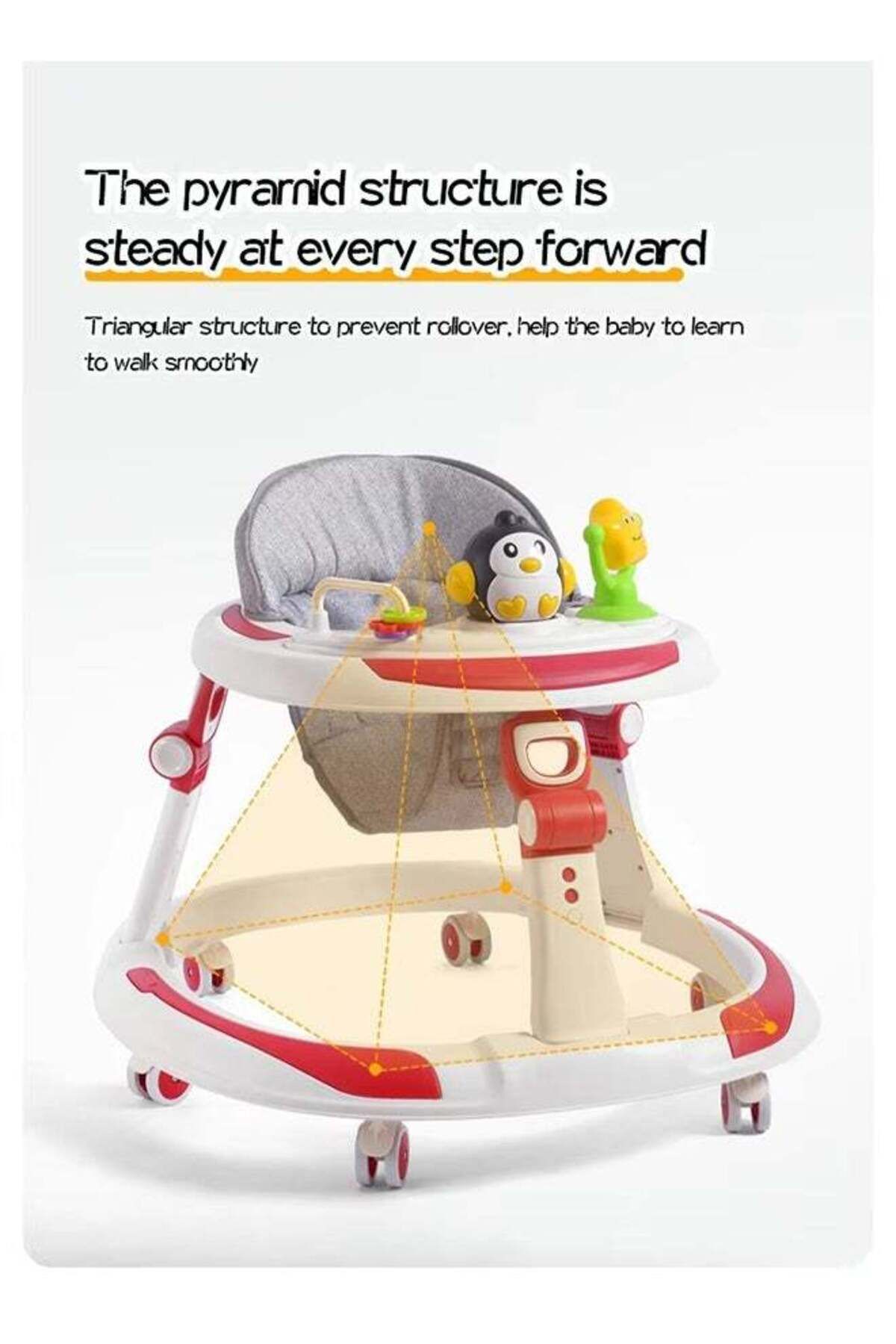 BabyCara-Baby Walker With Parental Handle Anti-Rollover Folding With Music, 6 - 18 Months 7