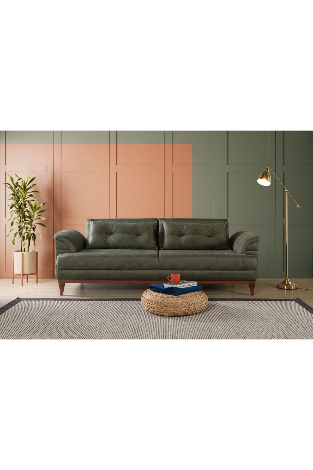 Elance Home Madrid Üçlü Yataklı Koltuk Bora Yeşil