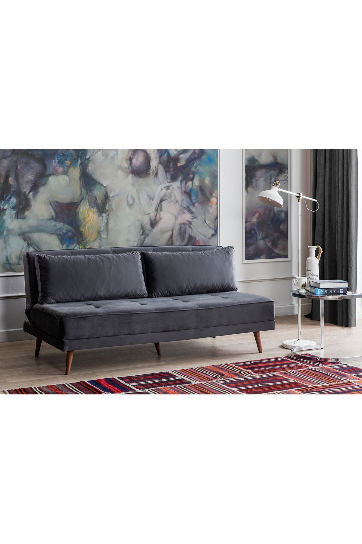 Elance Home RETRO KOLSUZ YATAKLI KANEPE ANTRASİT