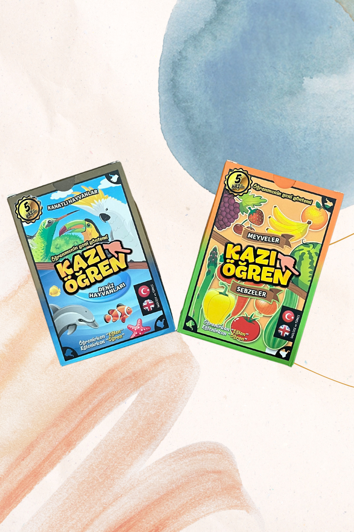 خودآموز: روش جدید یادگیری میوه‌ها و سبزیجات در مقابل جانوران بال‌دار و آبزیان +۵ سال