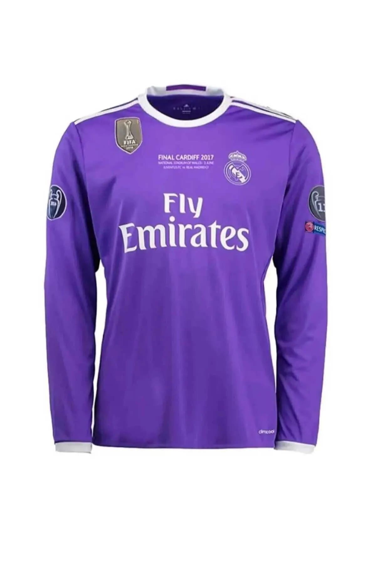 yenteks-Ronaldo Long Sleeve Real.Madrid. 2017 Cardif Finale Purple Adult Jersey 3