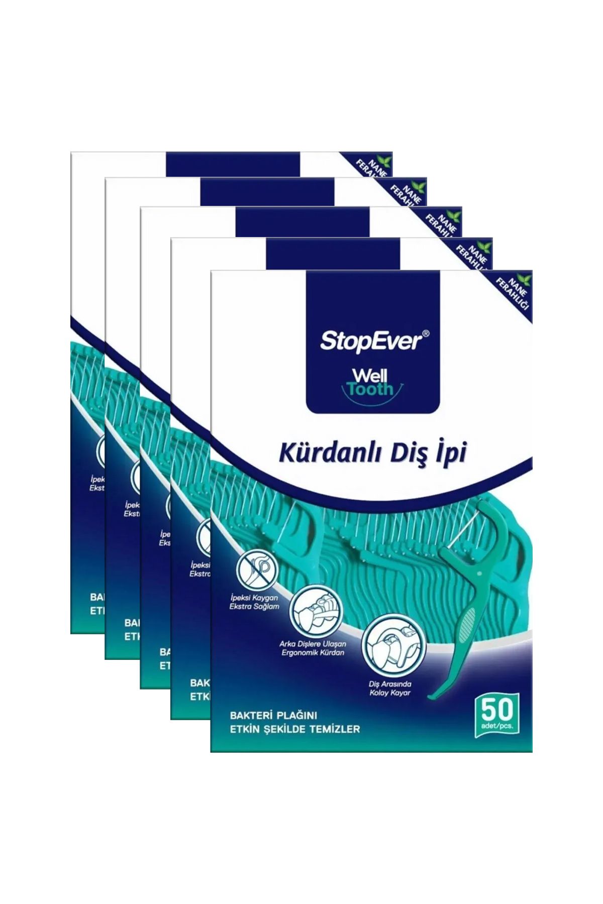 StopEver Well Tooth Kürdanlı Diş Ipi 50 Adet X5