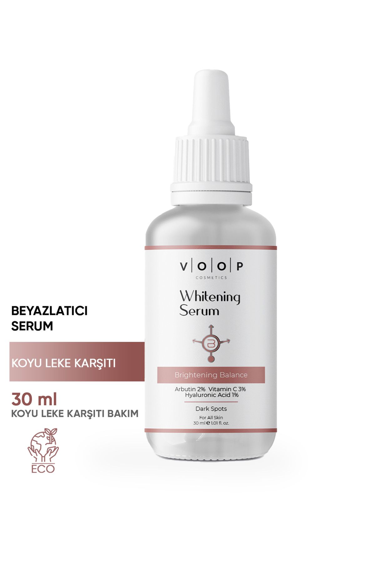 VOOP Whitening Ton Eşitleyici Beyazlatıcı Serum 30 ml | %2 Arbutin, %3 Vitamin C, %1 Hyaluronik Asit