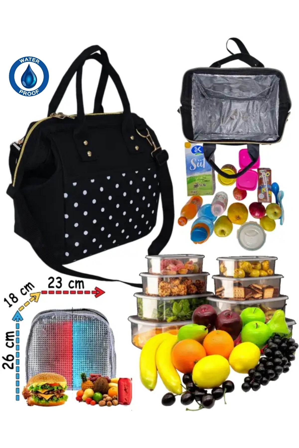 USF Anne Bebek Askılı Taşıma Çantası Isı yalıtımlı Termal Termoslu Yemek, Mama, Beslenme, Gıda Çantası fotoğrafı 2 (önizleme)