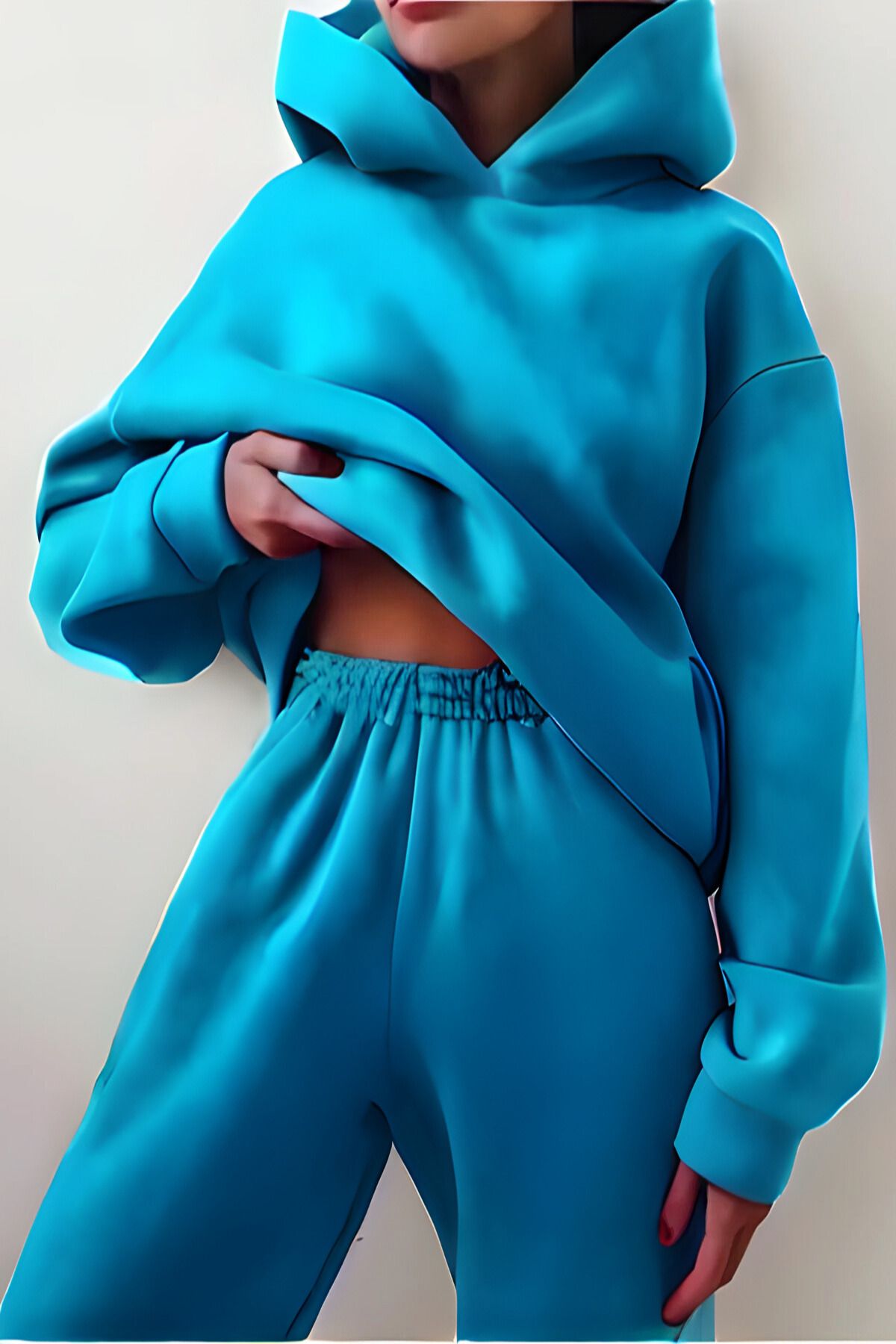 ruNadeS-Turquoise Women's Sports Tracksuit Set - 3 Thread Fleece Hijab Female Size 1