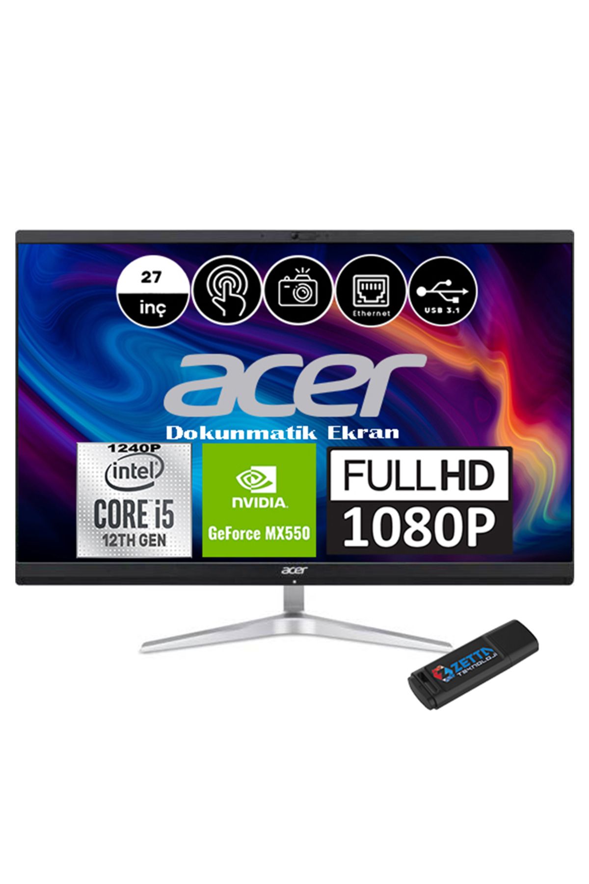 C27-1751I5-1240P 16GB 2tb SSD MX550-2GB Dokunmatik IPS Full Hd Windows11Pro 27" DQBJAEM005P03