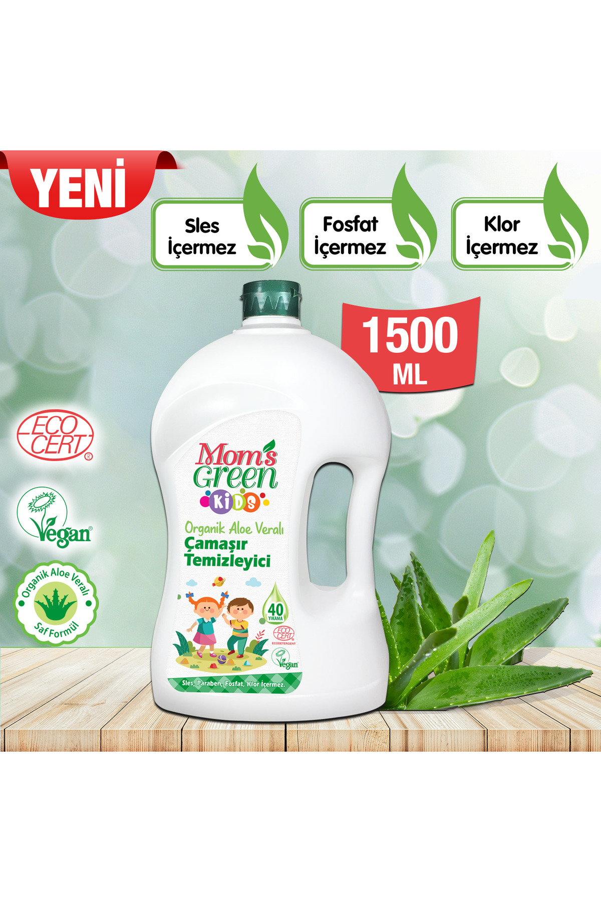 Mom's Green 2'li Set-Mom's Green 1500 ml Çocuk Çamaşır Temizleyici (40 Yıkama) ve Bitkisel Leke Çıkarıcı 750 ml fotoğrafı 3 (önizleme)