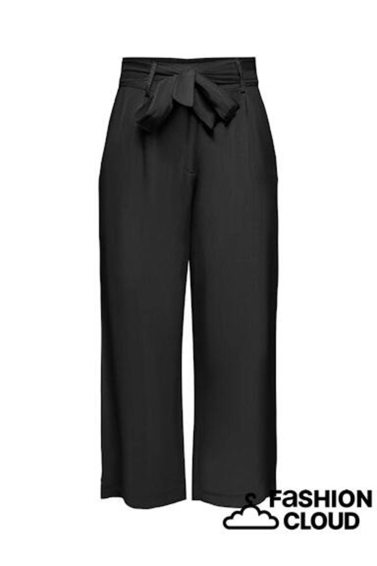 Only-High Waisted Linen Culotte Women's Color Pants 1