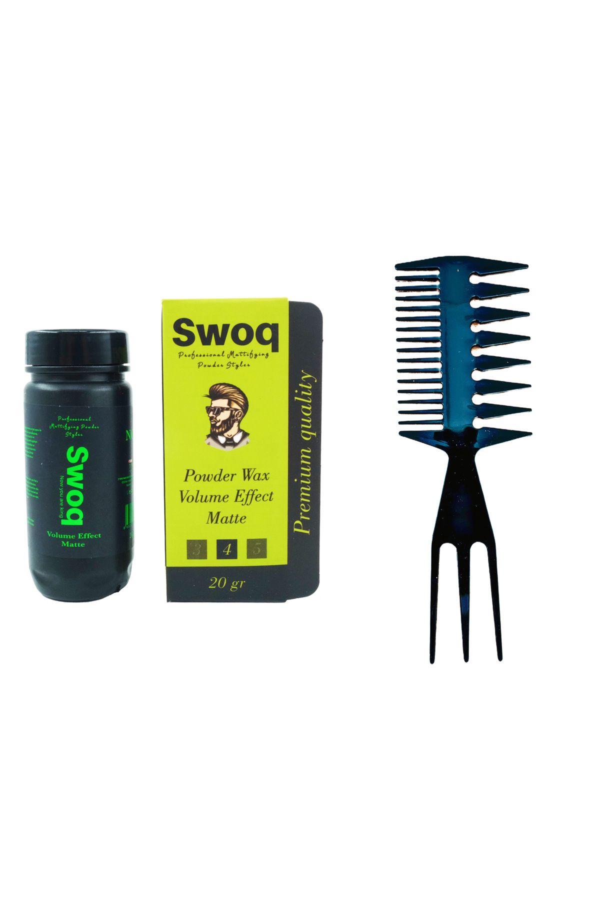 SWOQ SAÇ ŞEKİLLENDİRİCİ PUDRA WAX NO:1 20 GR & SWOQ ÇATAL ŞEKİL TARAĞI