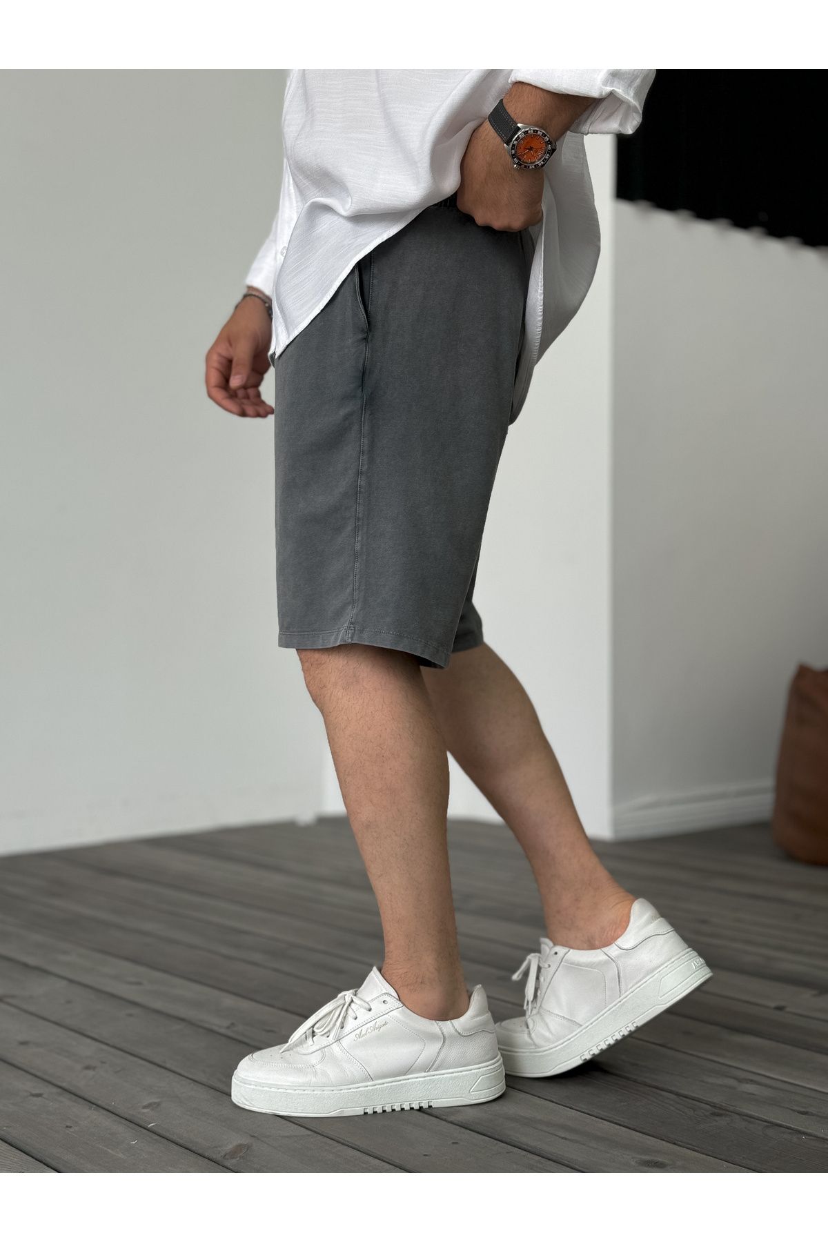 BYBASICMAN-Dark Grey Wash Basic Shorts Df-2041 5
