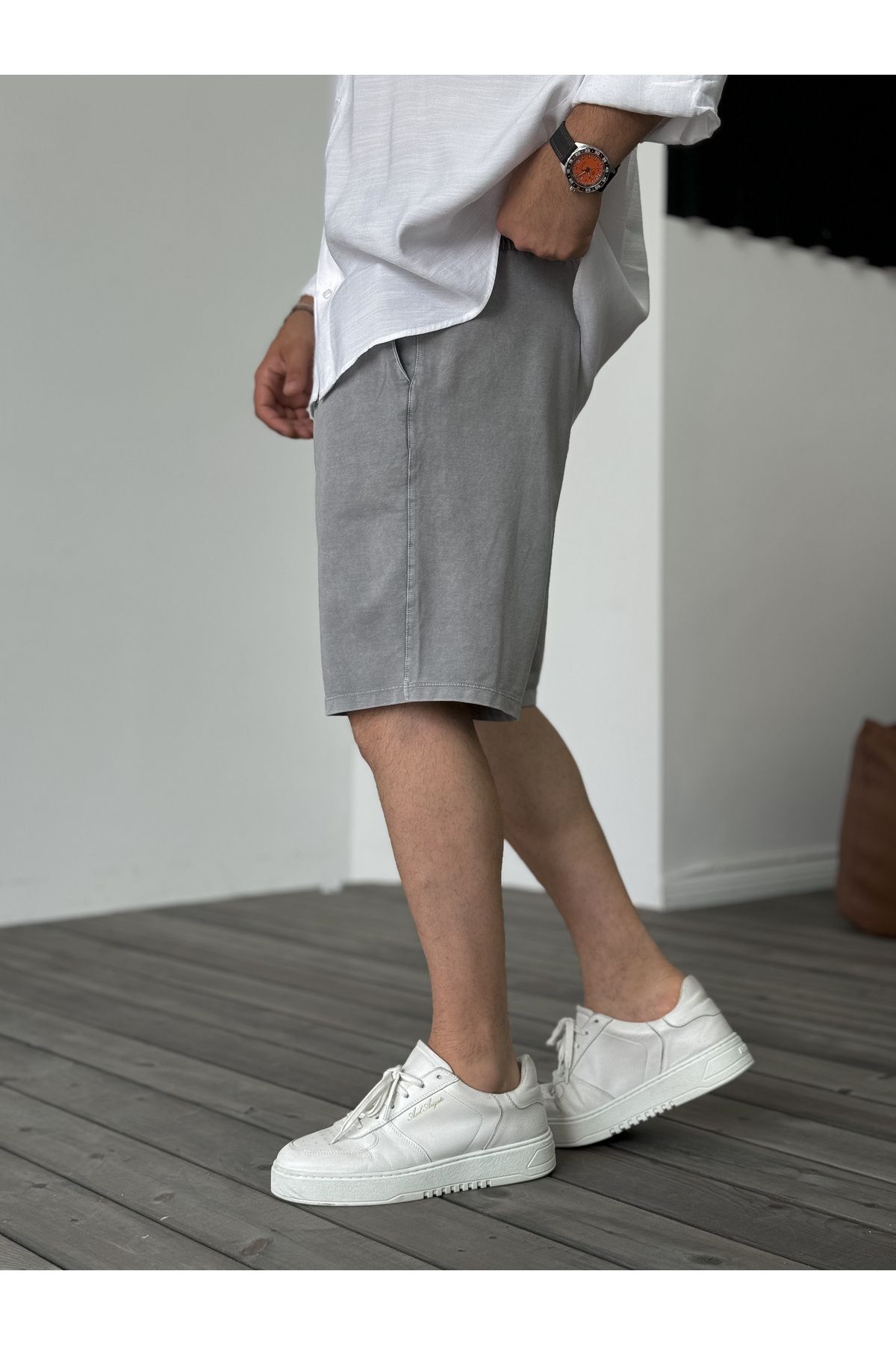 BYBASICMAN-Gray Wash Basic Shorts Df-2041 4