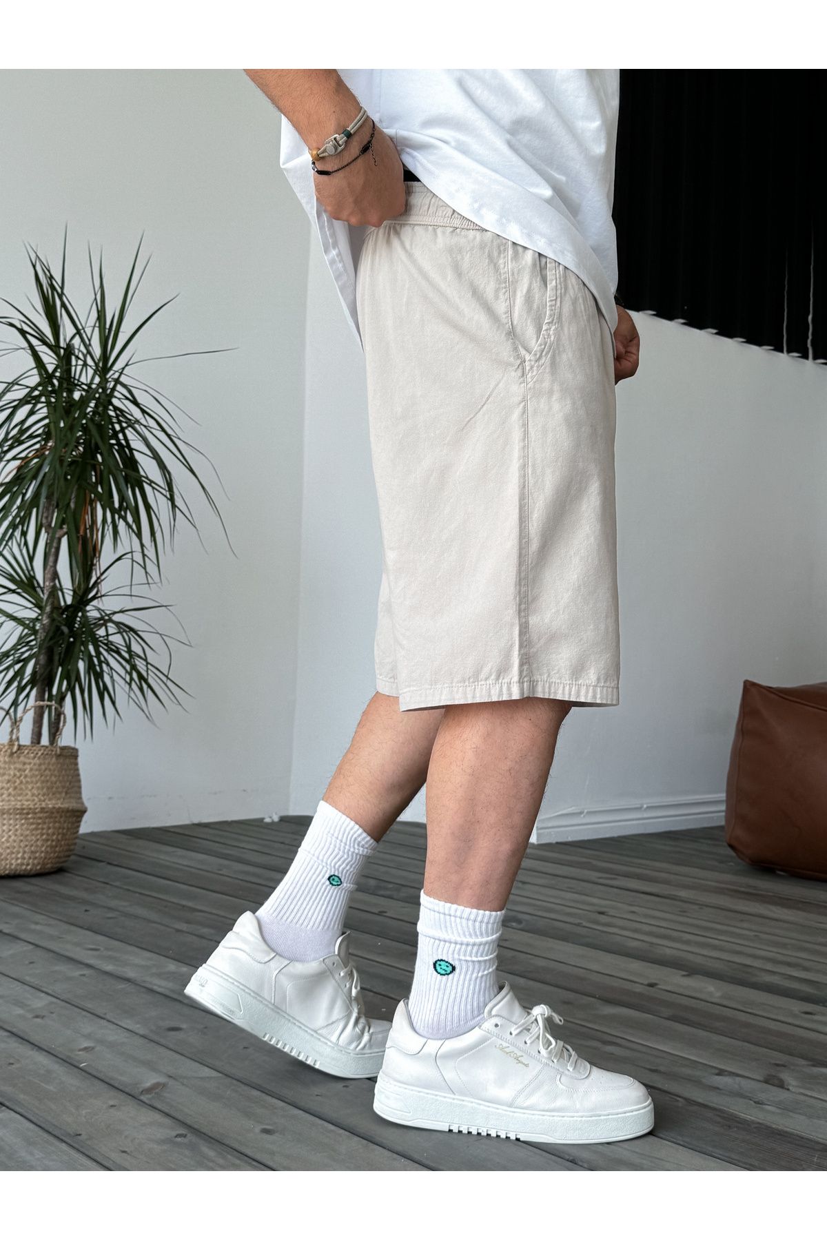 BYBASICMAN-Beige Basic Gabardine Shorts Df-2027/2040 4