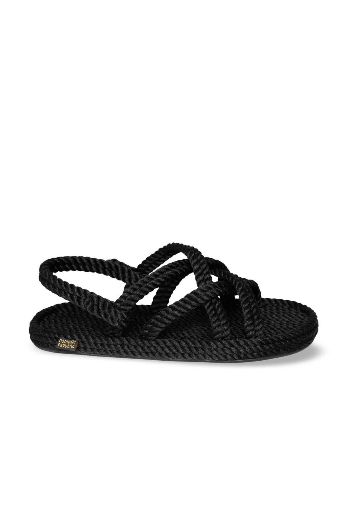 Nomadic Republic-Men's Black Rope Sandals - Bodrum Rubber Sole 3