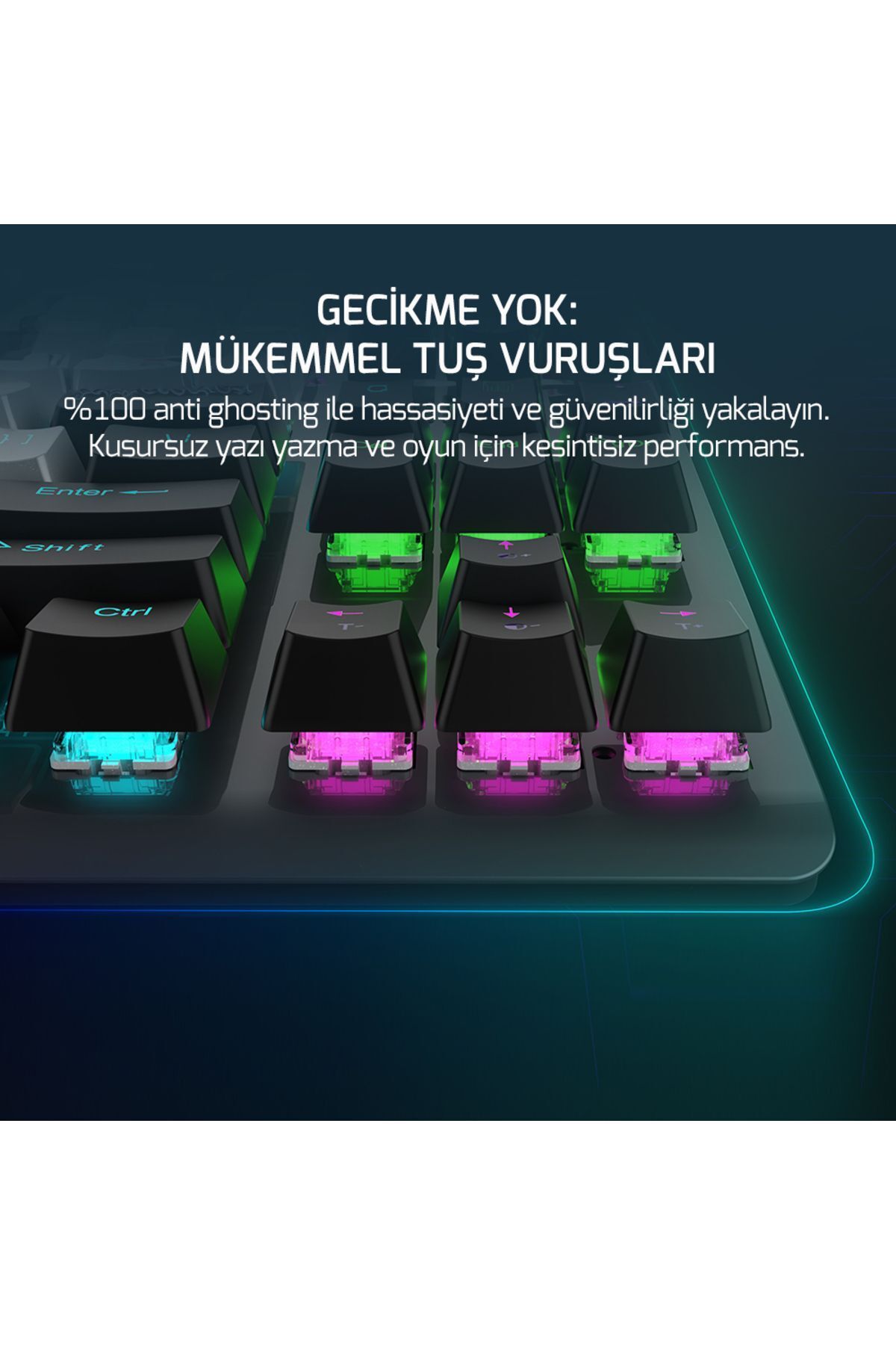 Gamepower Eva 3 60m Mekanik Blue Switch Türkçe Q 88 Tuş Usb Gaming Klavye-8