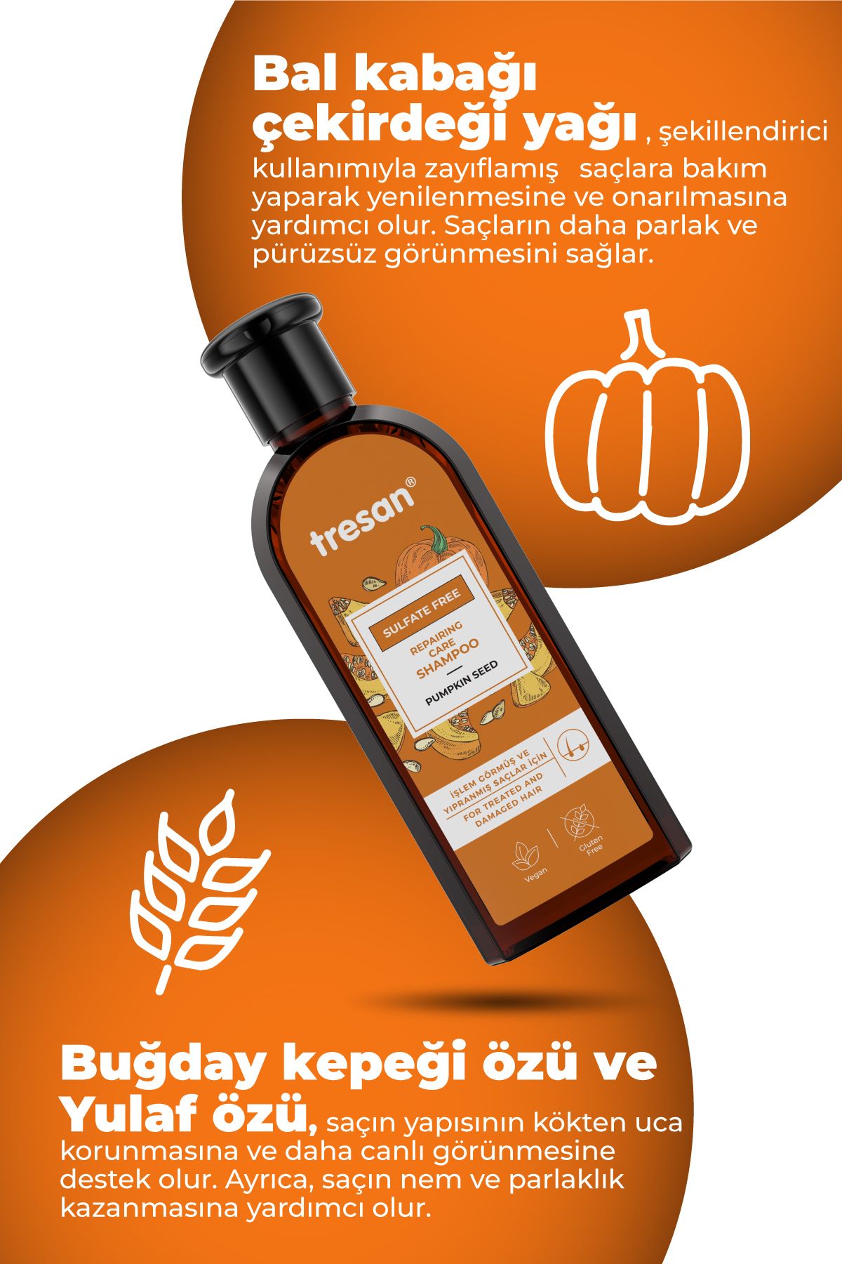 Tresan-Pumpkin Seed - Sulfate-Free Repair Care Shampoo 300 ml x2 Pieces 5