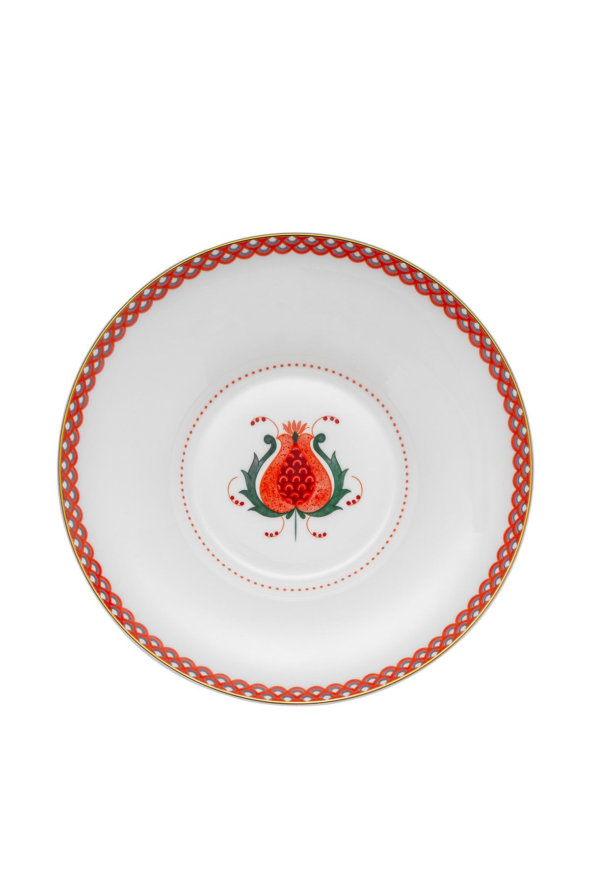 İSTANBUL PORSELEN-Red Pomegranate Fine Bonnet Pit Plate - Istanbul Porcelain 22 cm 4