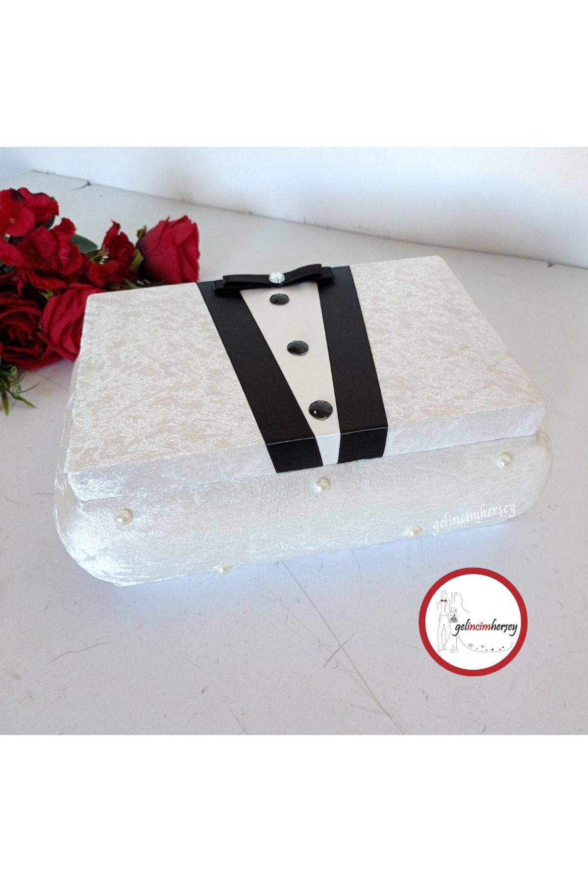 Gelincimherşey Krem Kadife Kaplı Tıraş Takımı Damat Sandığı