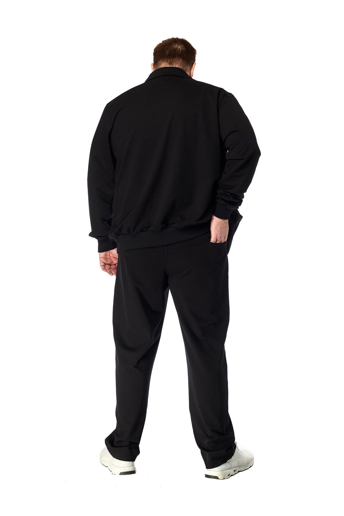 BlackHorn-Black Horn Plus Size Men's Half Turtleneck Front Zipper Black Tracksuit Set 4