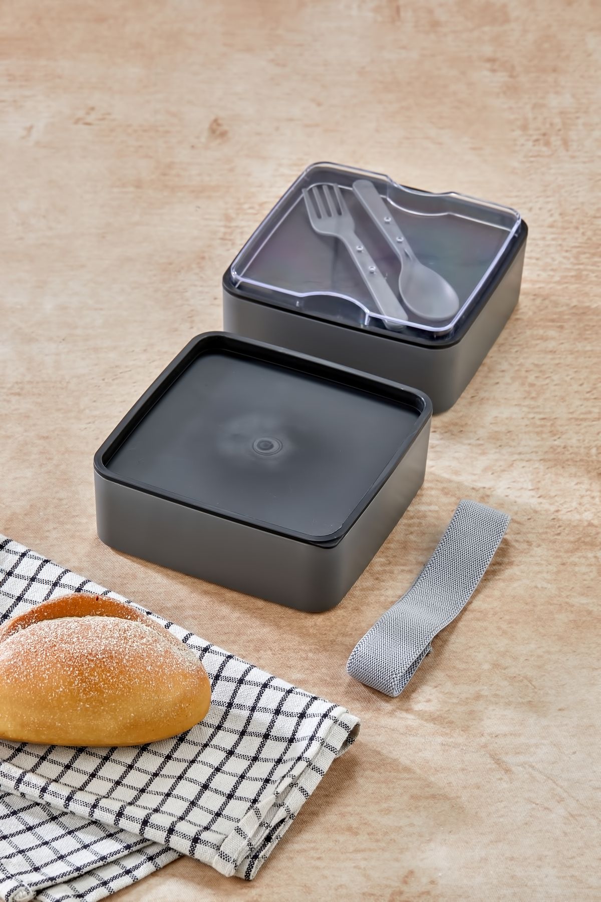 MHK Collection-Practical and Fashionable Lunch Box 2-Tier Compartments with Spoon and Fork Set, Portable Food Storage Container 7