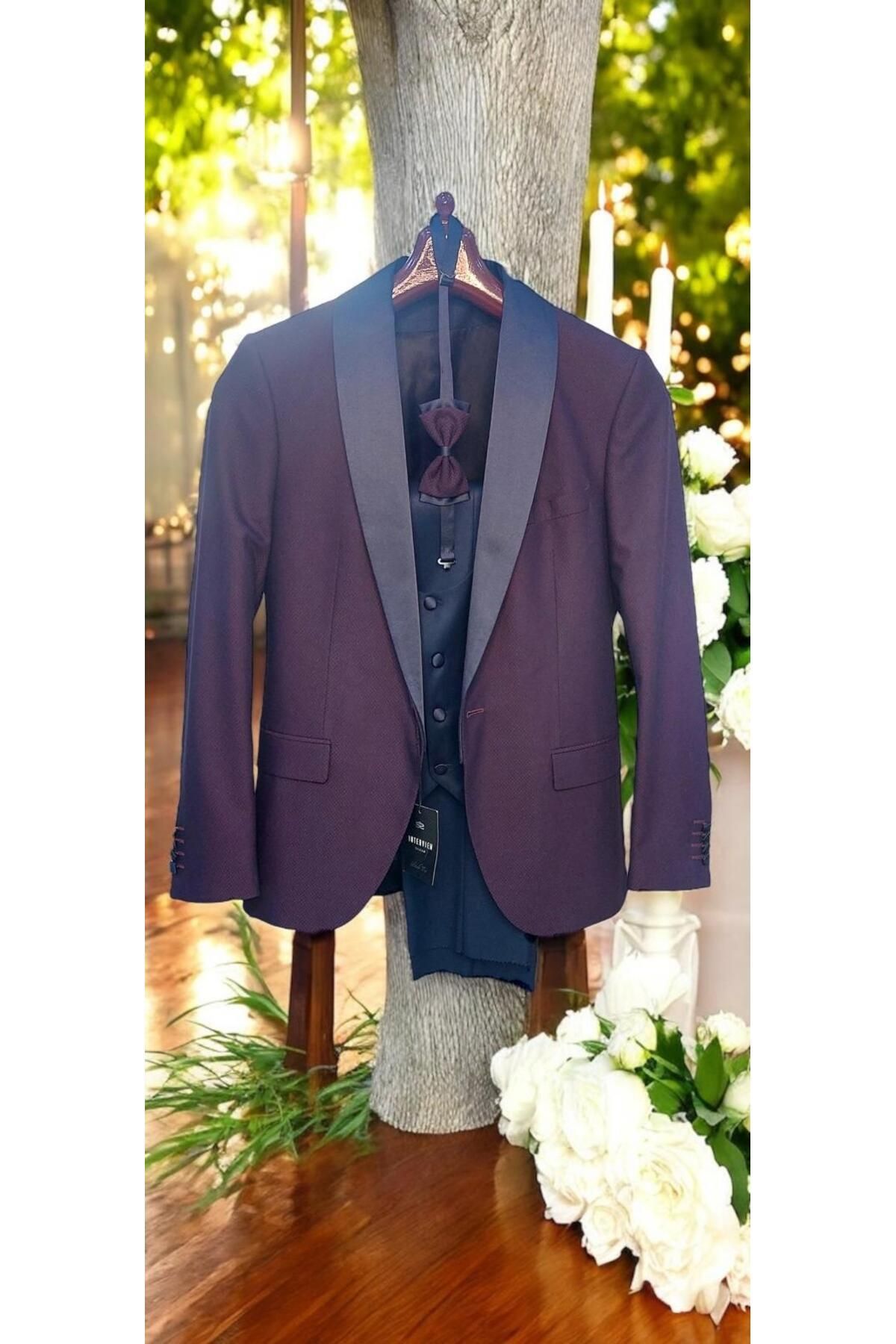 Sarar-Plum Men's Tuxedo Suit 1