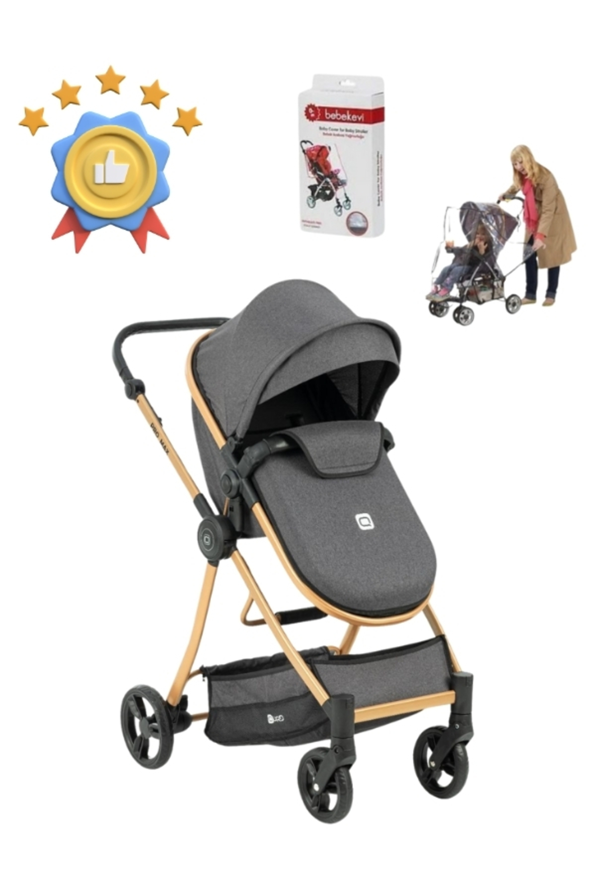 modabebekler NAKRE  PROMAX ÇİFT YÖNLÜ KULLANIM TRAVEL BEBEK ARABASI YAĞMURLUK HEDİYELİ fotoğrafı 4 (önizleme)