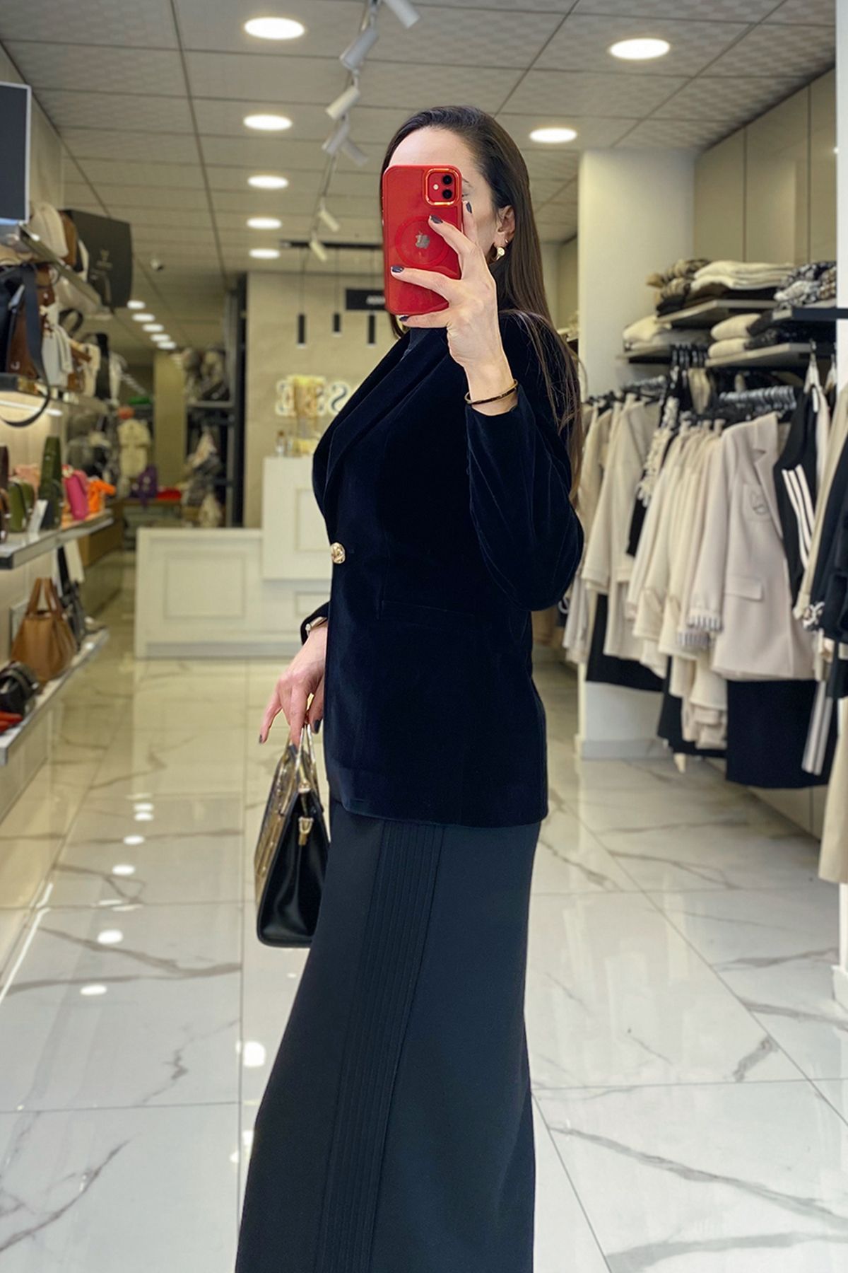 کت سیاه زنانه لباس ژاکت BLAZER مخمل اورجینال Vosse