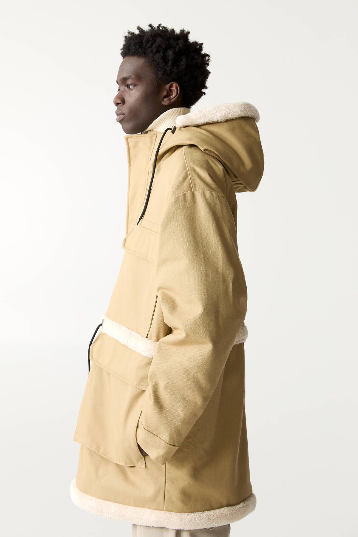 Pull & Bear-Contrast Faux Wool Parka 3