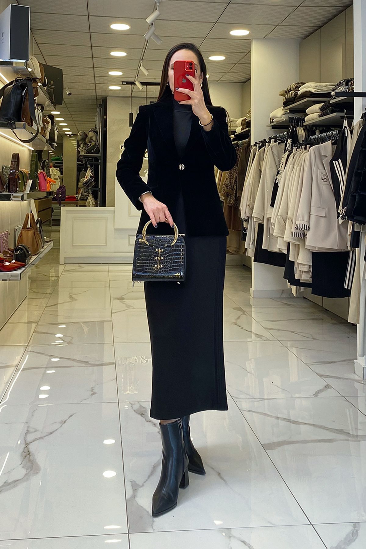 کت سیاه زنانه لباس ژاکت BLAZER مخمل اورجینال Vosse