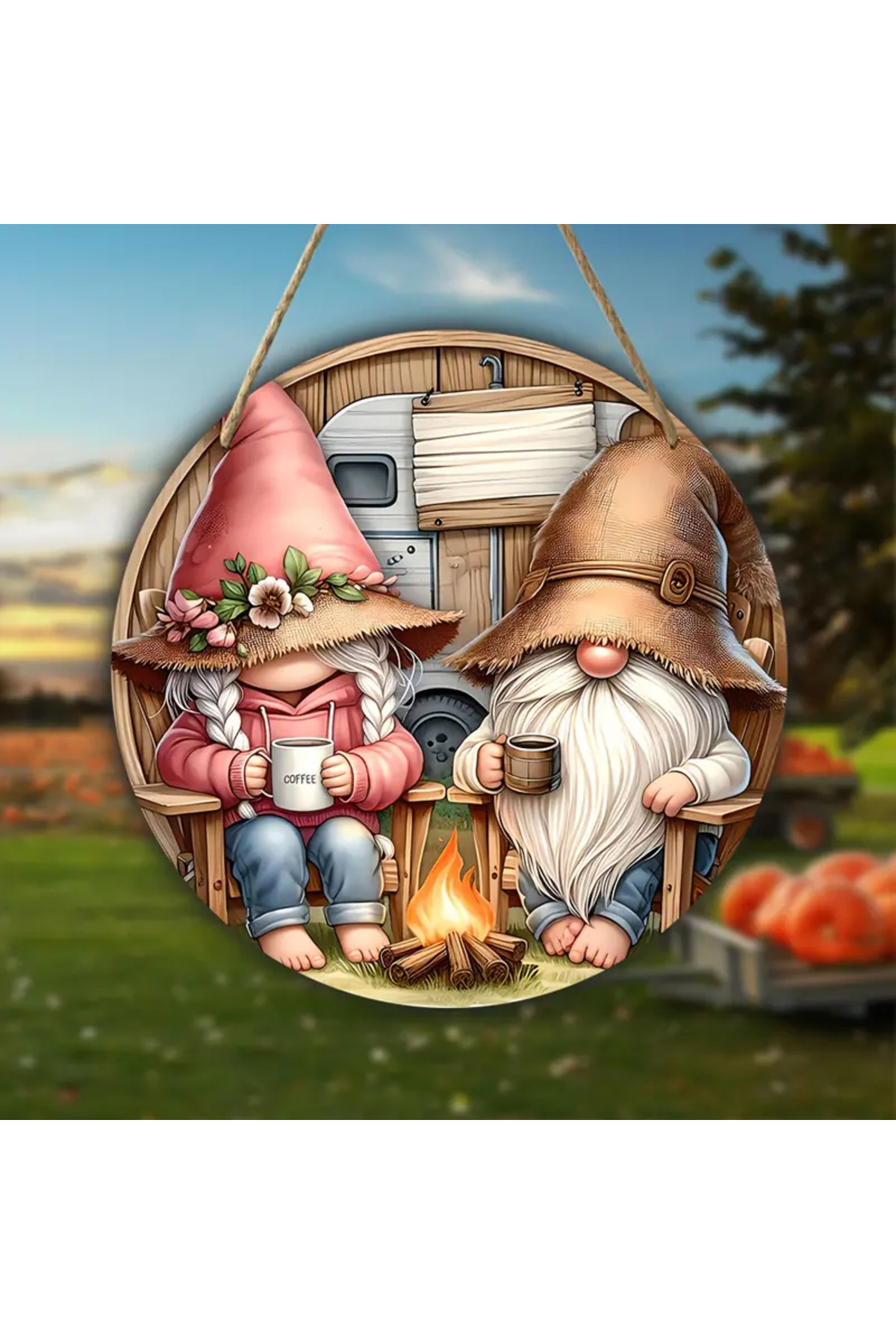 Ahşap Kamp Yapan Gnome Cüceleri Kapı Süsü Kamp Dekoru 6