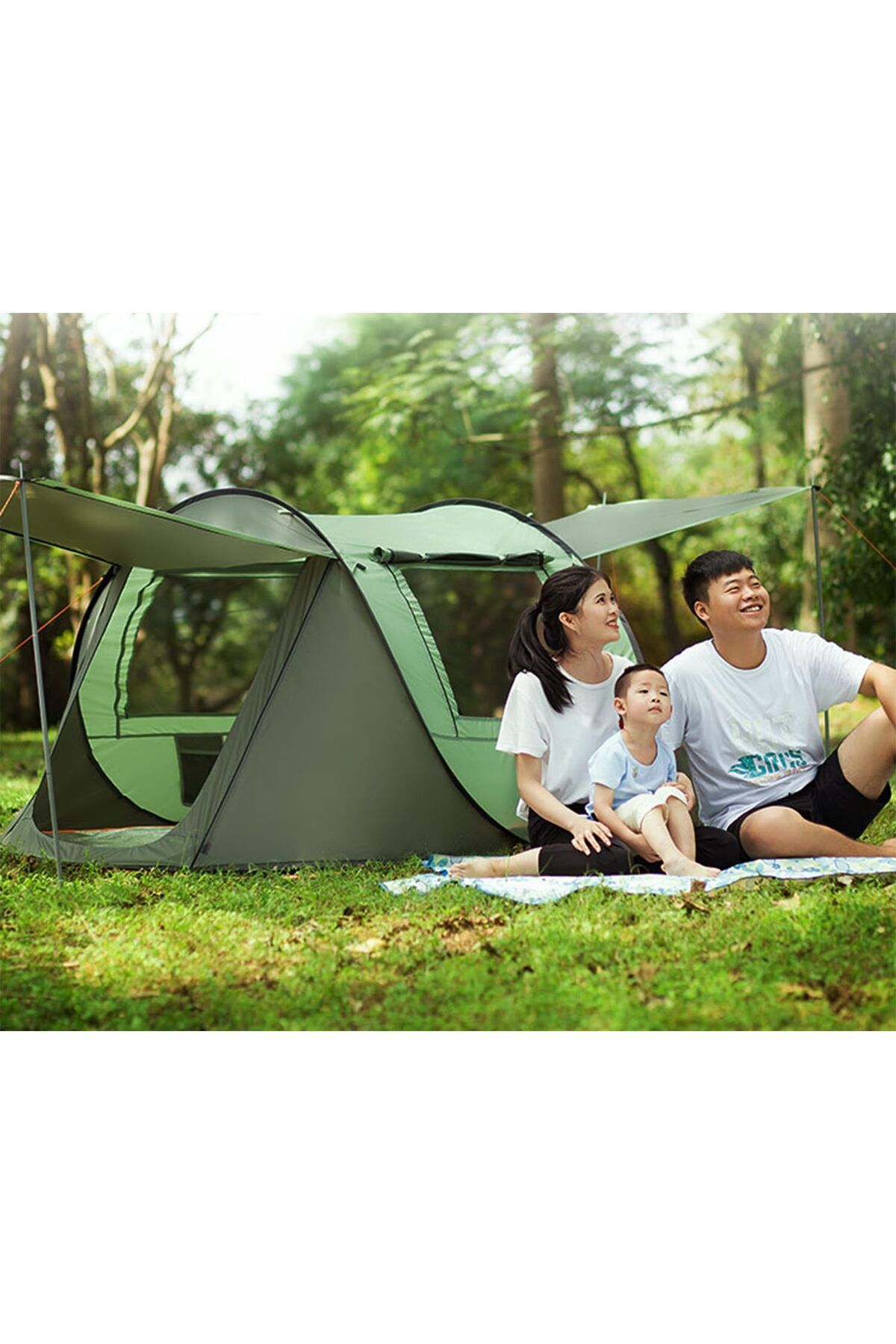 Arabest-Pop Up Tent with Skylight and Mosquito Net, Waterproof Windproof Lightweight Tent for 3-4 7