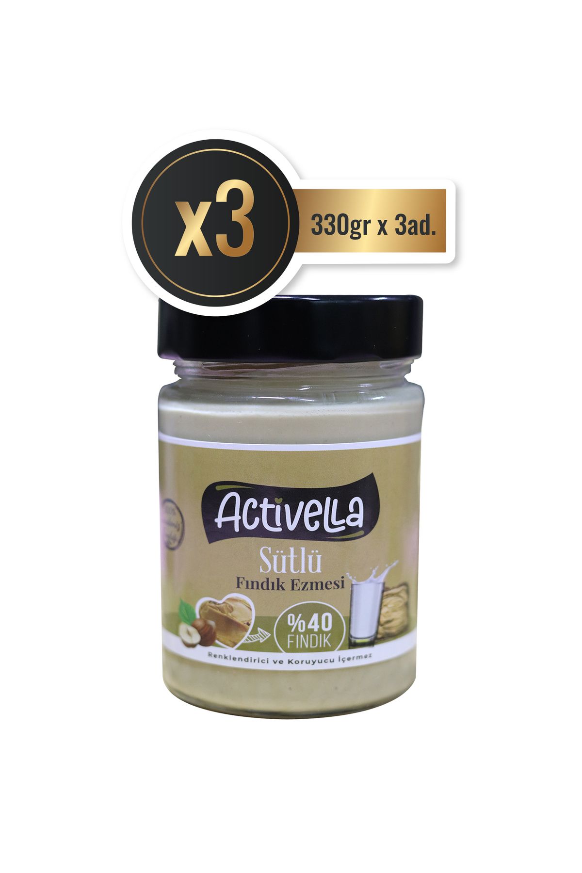 Activella Sütlü Fındık Ezmesi 330gr %40 Fındıklı X3