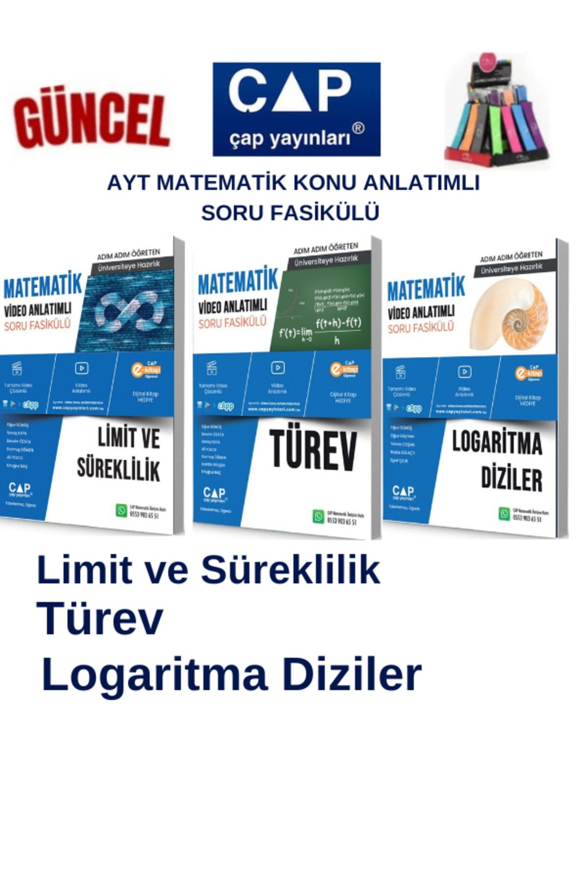 Ens Yayıncılık Çap Ayt Matematik Limit-Türev-Logartima Diziler Konu Anlatımlı Soru Fasikül+Kalemlik