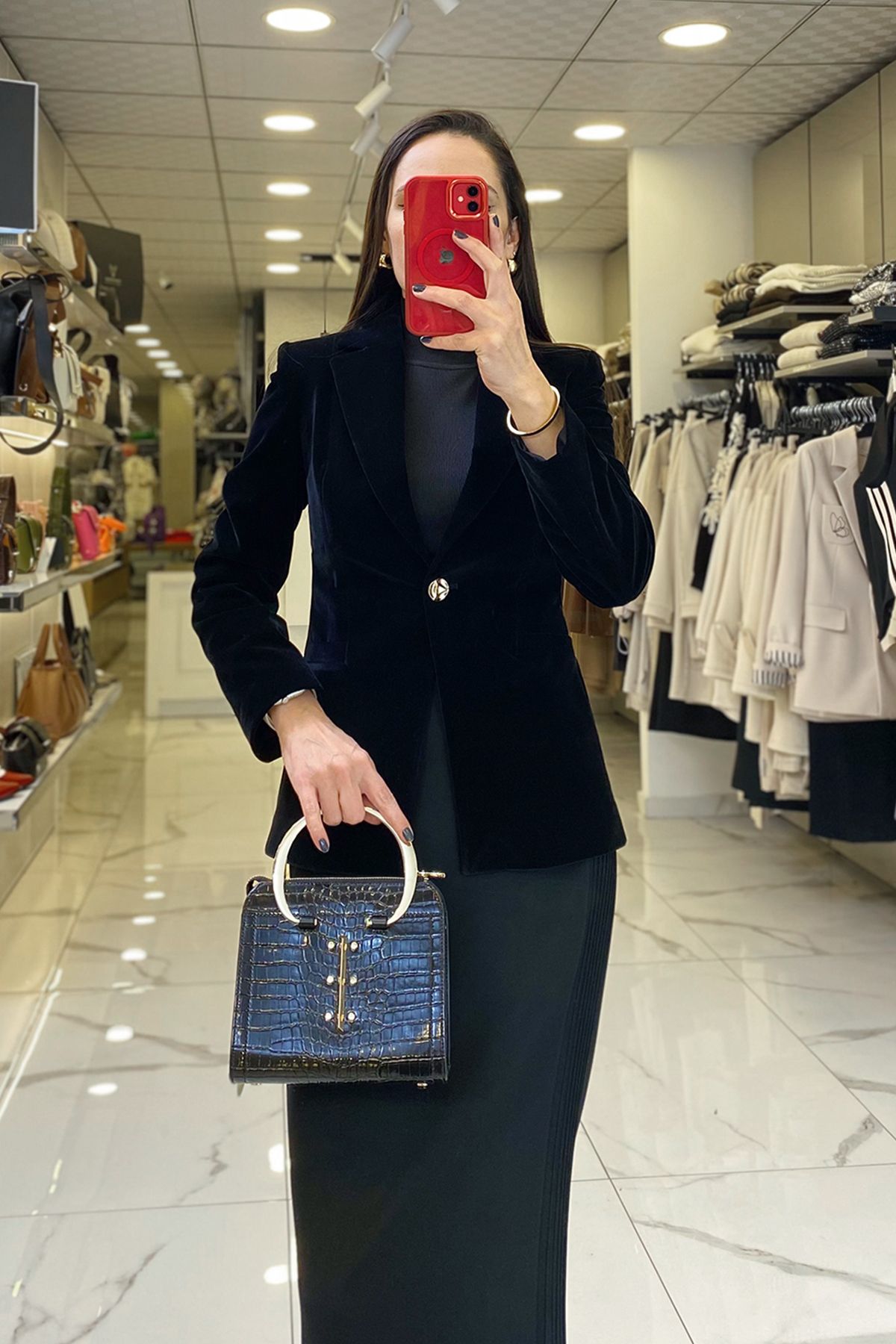 کت سیاه زنانه لباس ژاکت BLAZER مخمل اورجینال Vosse