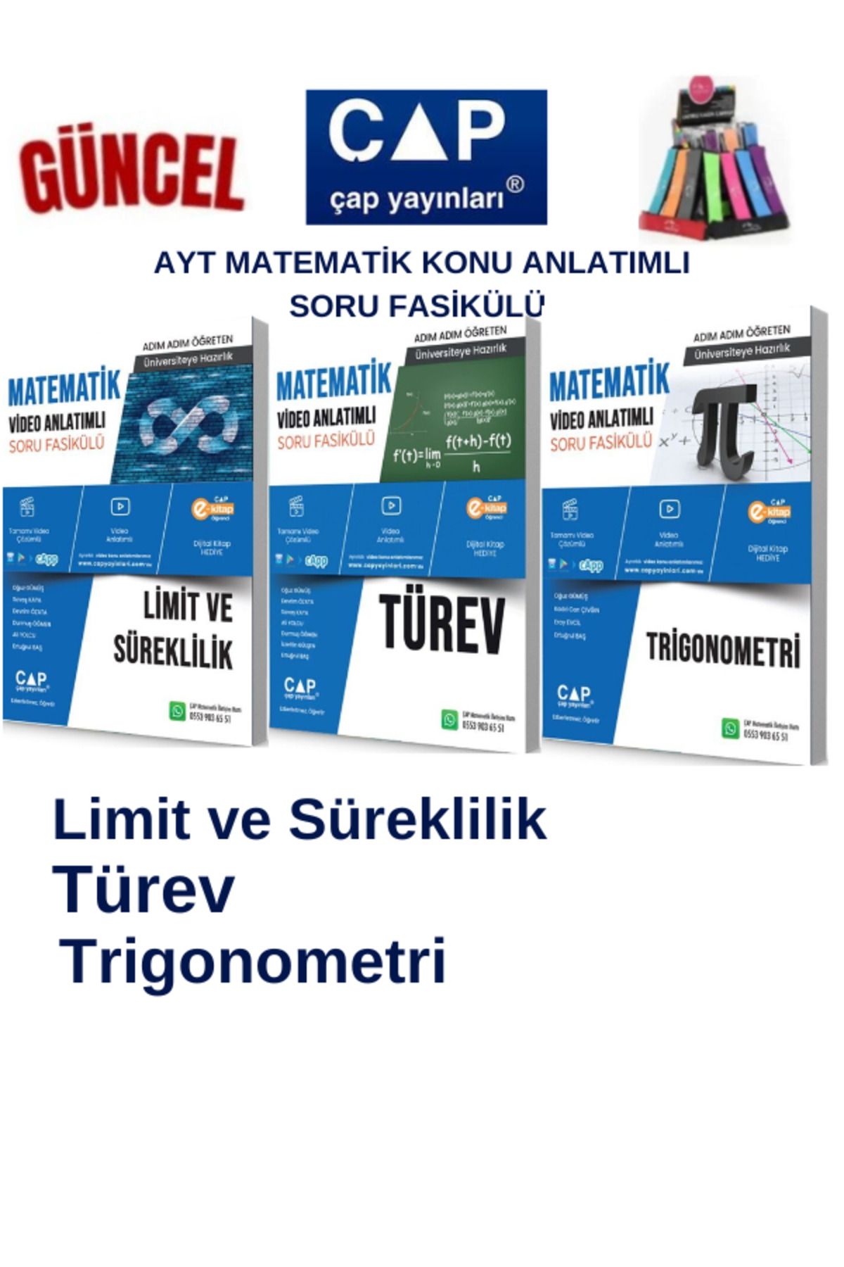 Ens Yayıncılık Çap Ayt Matematik Limit-Türev-Logartima Diziler Konu Anlatımlı Soru Fasikül+Kalemlik