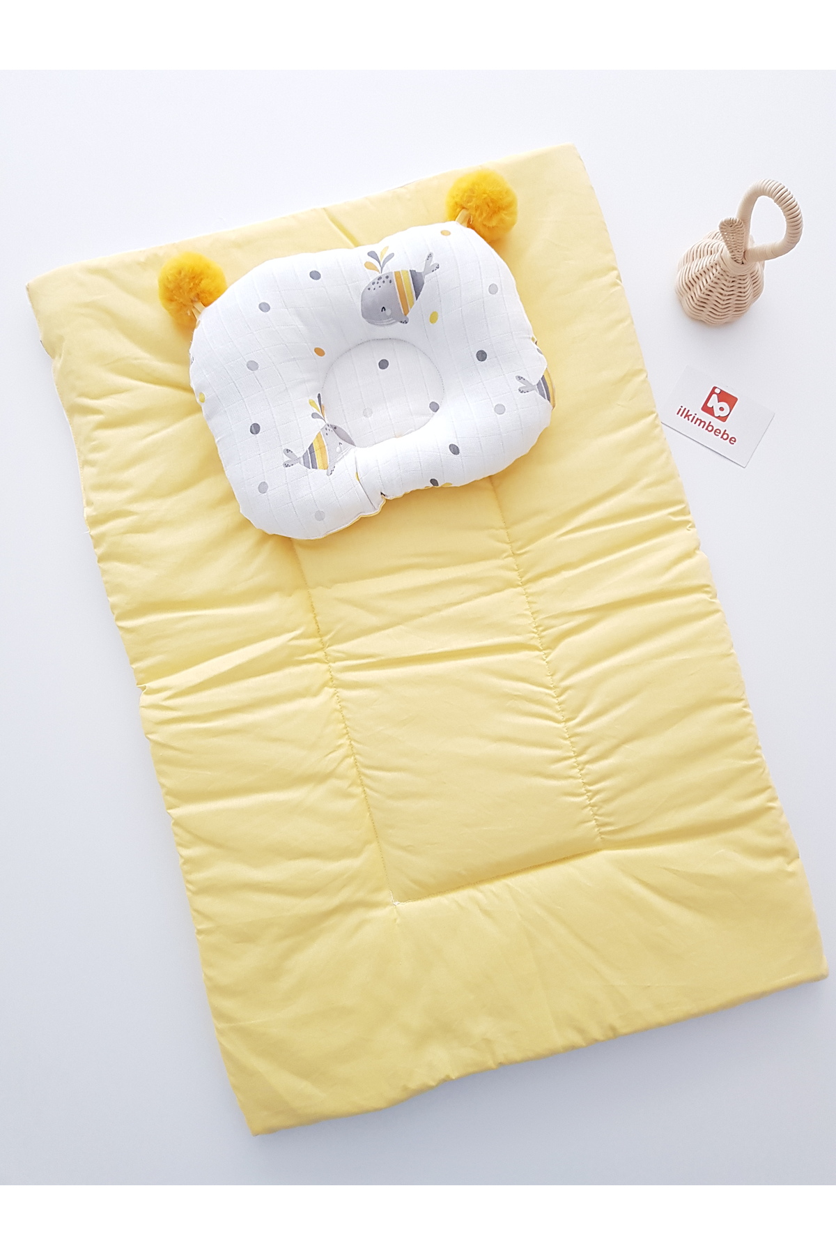 ib ilkimbebe Battaniyeli Bebek Alt Açma Seti, Minderi , Müslin, Bebek Yastığı, Yenidoğan, Beşik , Bebek Ürünleri fotoğrafı 3 (önizleme)