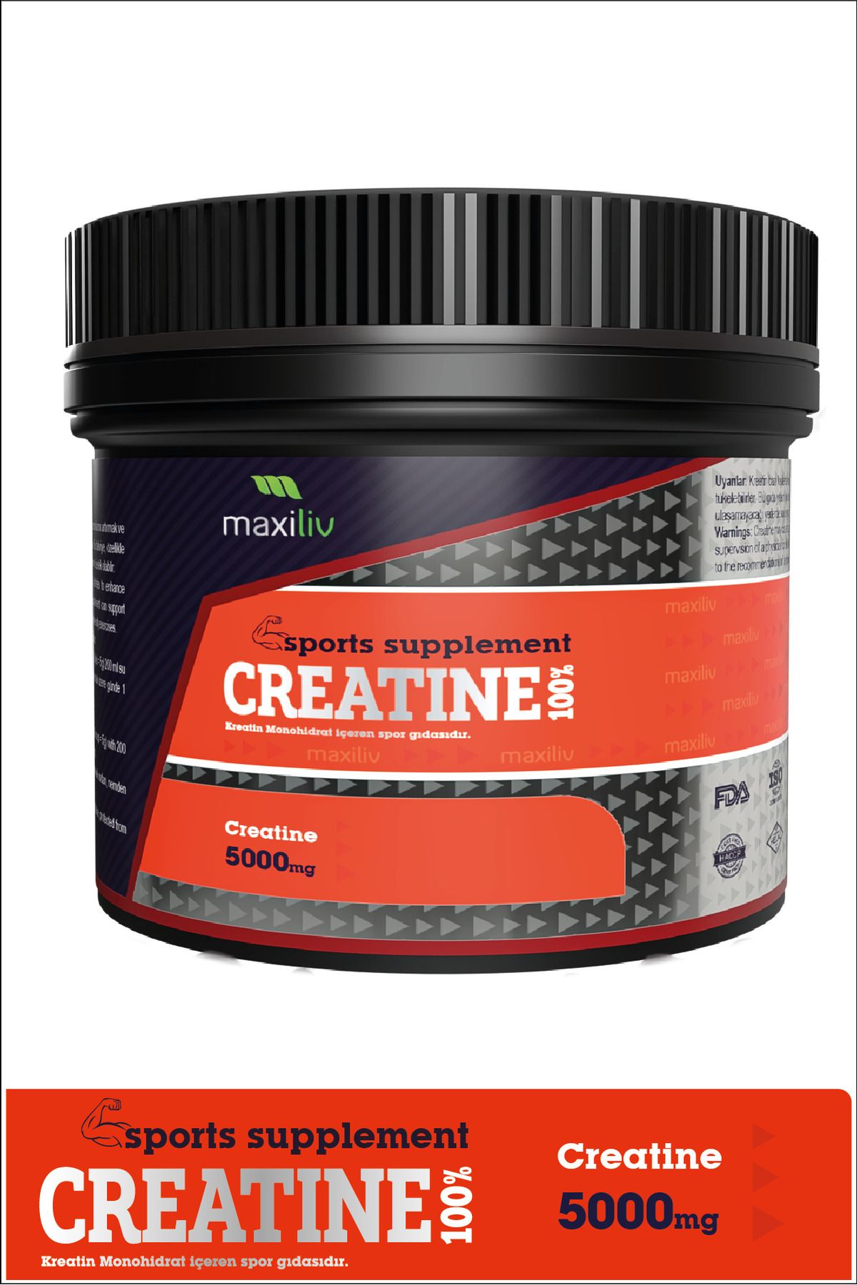 Maxiliv Kreatin Monohidrat %100- 150gr - 30 Servis (Aromasız)