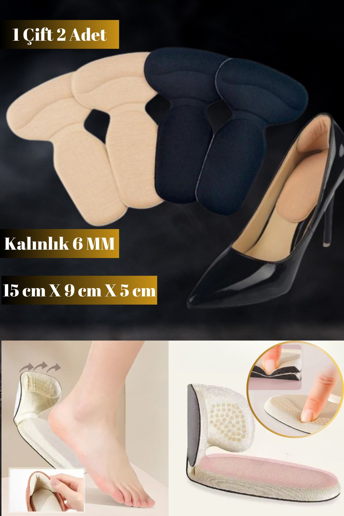 AboutThePerfect Çift Esnek Kendinden Yapışkanlı Ayakkabı Pedleri, Rahat ve Koruyucu