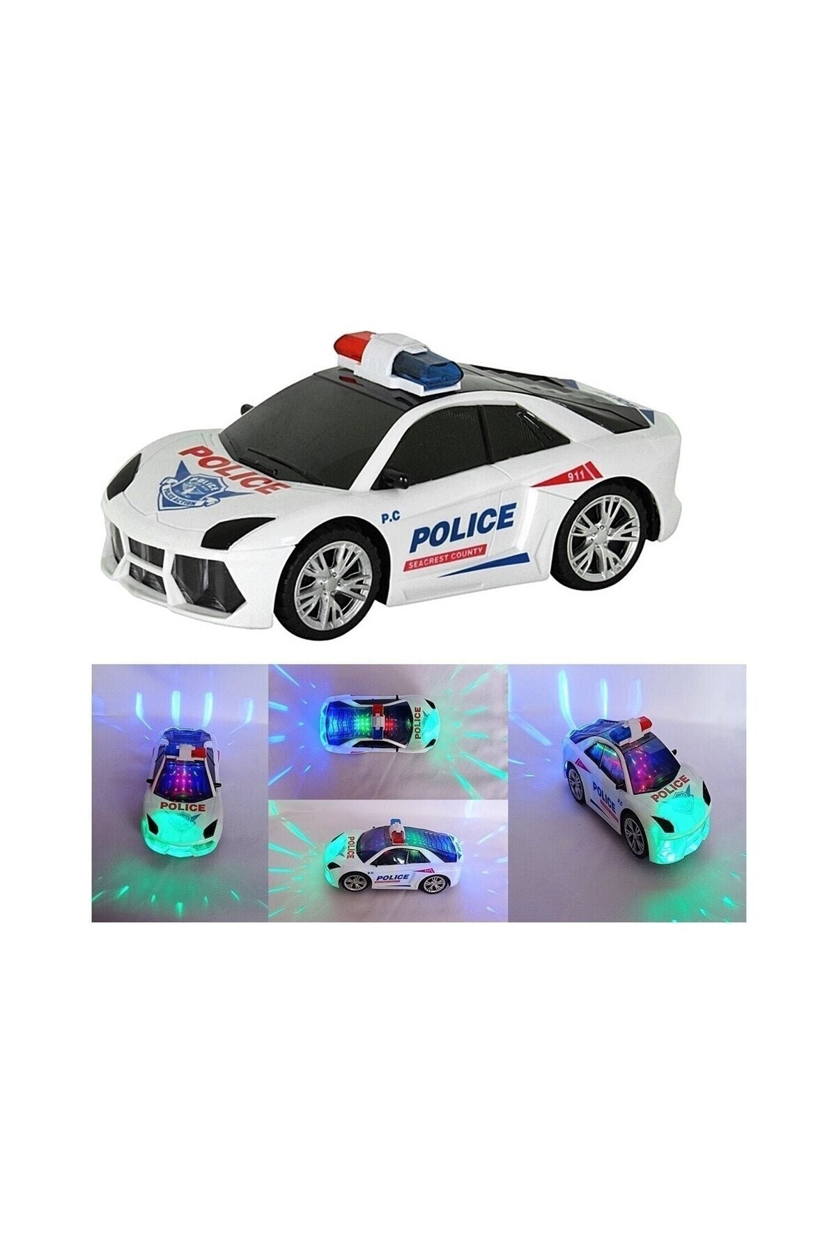 Satış Diyarı Işıklı Müzikli Polis Arabası - Çarp Dön Pilli Polis Arabası - Işıklı Sesli Oyuncak Araba fotoğrafı 3 (önizleme)
