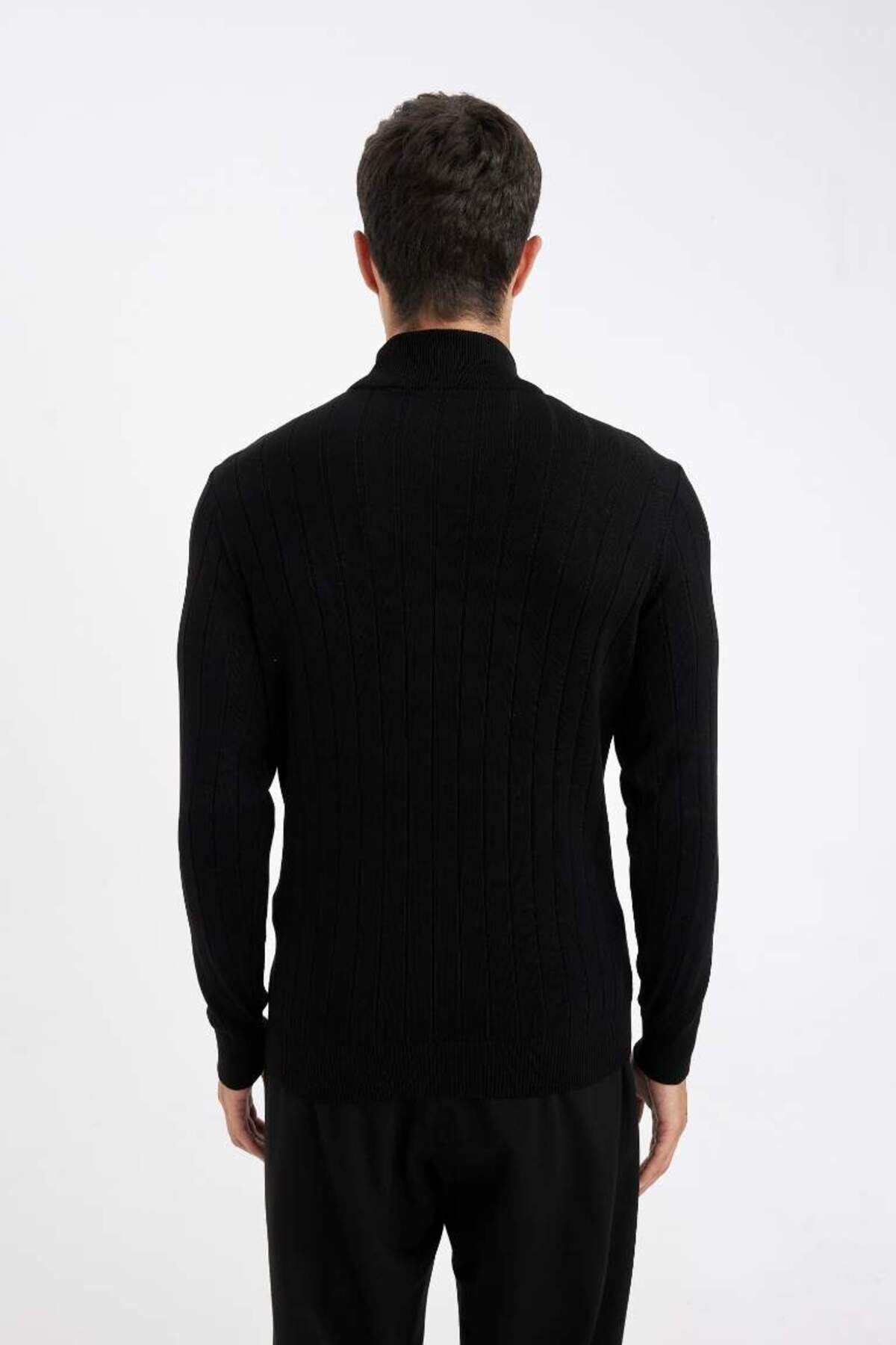 DeFacto-New Season Standard Fit Regular Fit Half Turtleneck Jacquard Knitwear Sweater 7