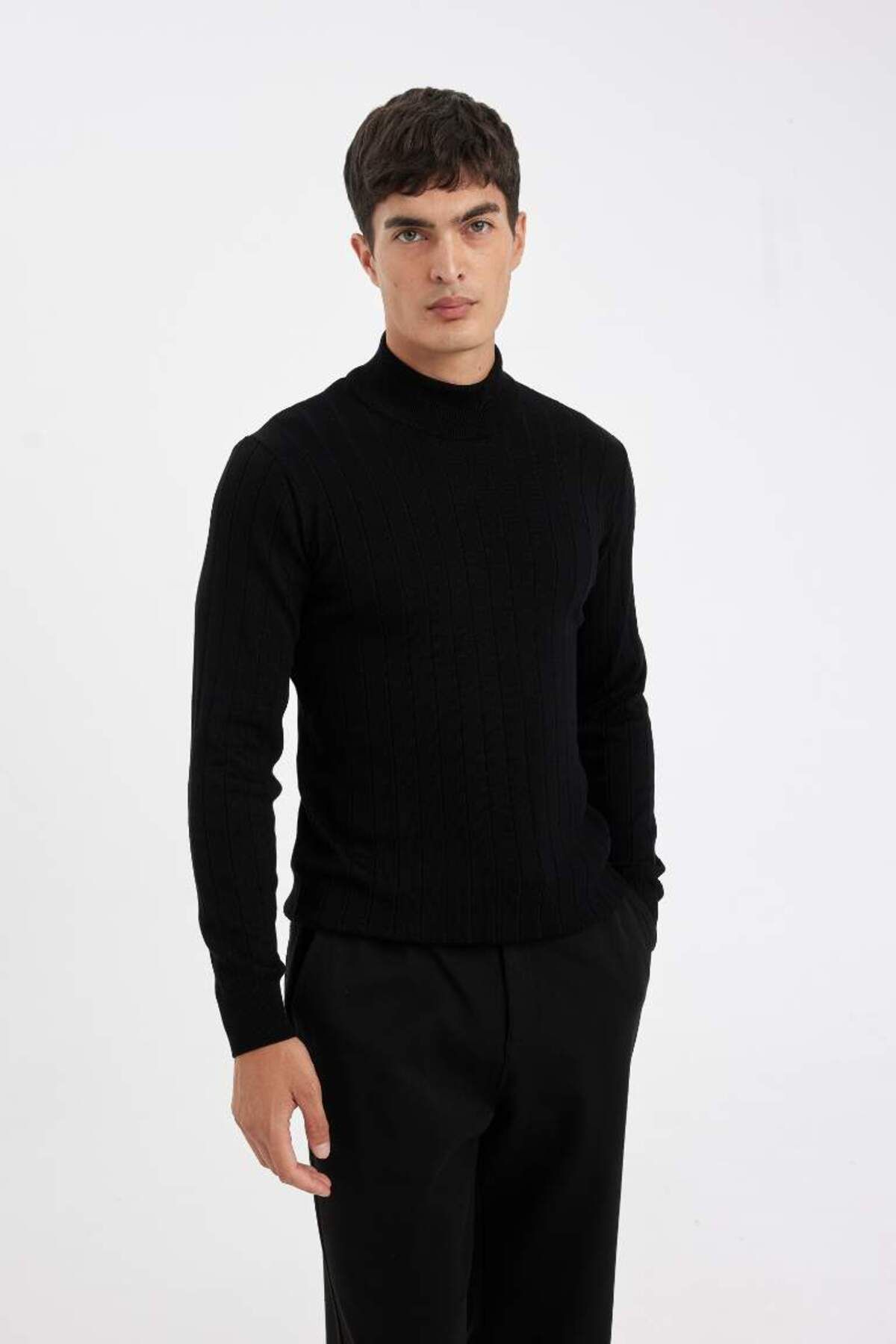 DeFacto-New Season Standard Fit Regular Fit Half Turtleneck Jacquard Knitwear Sweater 4